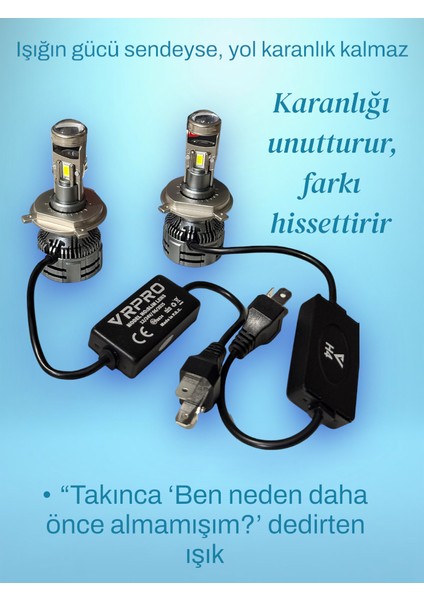 H4 Mercekli Mega 75WAT 22.000 Lümen LED Farled Zenon Garantili Mercekli H4 Profosyönel Güçlü Aydınlaltma