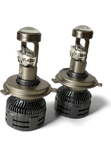 H4 Mercekli Mega 75WAT 22.000 Lümen LED Farled Zenon Garantili Mercekli H4 Profosyönel Güçlü Aydınlaltma