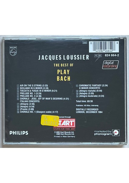 Jacques Loussier The Best Of Play Bosch CD (Orijinal Dönem 1985 Baskı Cd) fiyatları