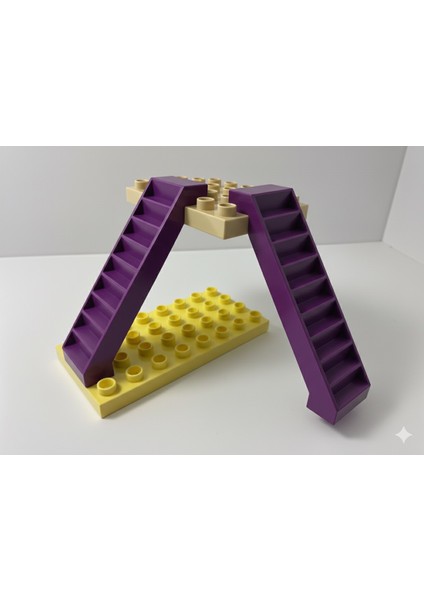 Yapı Blok Uyumlu Merdiven (Ikili - 2 Adet) - 3D Baskı - Düz Merdiven