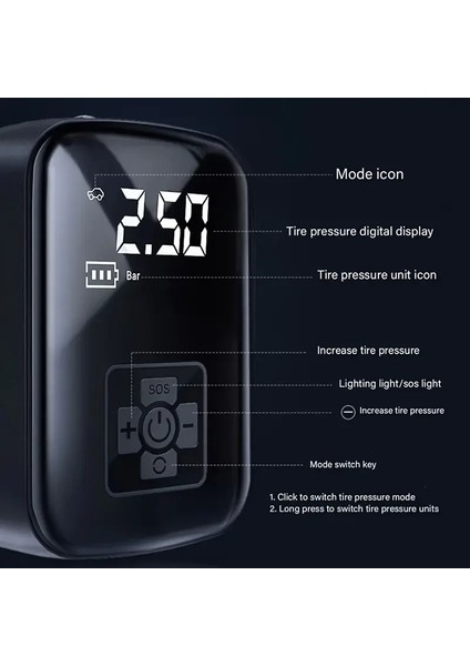 Mini Kablosuz Dijital Taşınabilir Kompresör Araç Lastik Top Şişirme Pompası Hava Kompresörü (5361) fiyatları