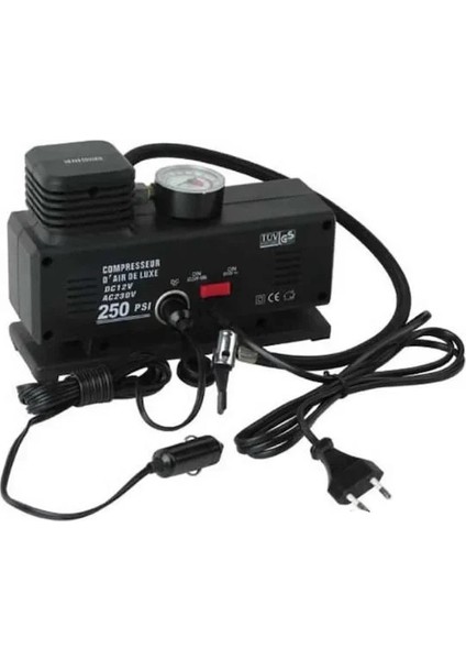 220 Volt-12 Volt 250 Psi Kompresör Lastik Hava Şişirme Oto Pompası Fişli ve Çakmaklı YAGE-843 (5361) modelleri