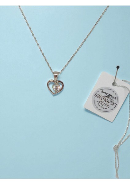 Orijinal Swarovski Taşlı Gümüş Kalpli Tektaş Kolye (925 Ayar) fiyatları