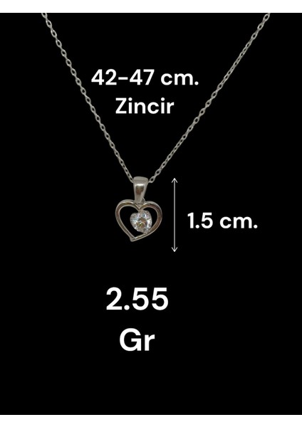 Orijinal Swarovski Taşlı Gümüş Kalpli Tektaş Kolye (925 Ayar) fırsatları