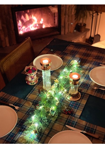 Baby Home 5li EkoseRunner Set, Yılbaşı Yeni Yıl Davet 4 Amerikan Servis ve 1 Runner modelleri