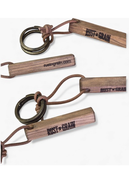 Ahşap Anahtarlık – Deri Sırım Bağlı El Yapımı Rustik Tasarım fırsatları