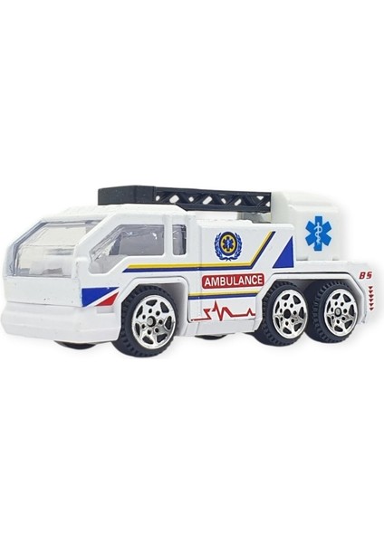 3'lü Iş Makinaları Road Seti - Die Cast - DS044 - Ambulans (Lisinya) modelleri