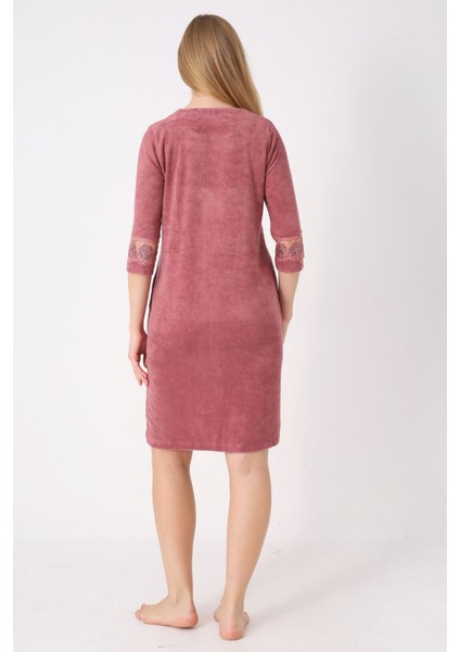 Kiremit Fermuarlı Dantelli Cepli Pamuklu Havlu Truvakar Kollu Elbise fırsatları