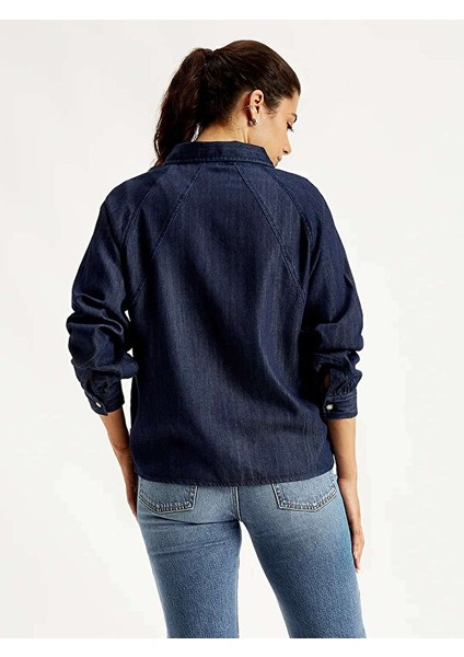 Solid Regular Fit Kadın Denim Gömlek modelleri