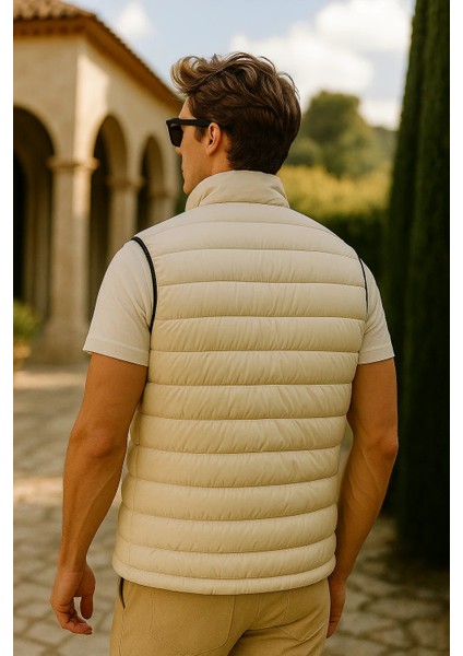 Erkek Kışlık Premium Trend Fermuarlı Krem Şişme Yelek indirimleri