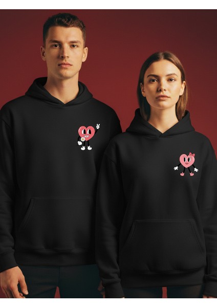 Hearthhead – Aile Çift Sevgili Kombini Sweatshirt Unisex 3 Iplik Kapşonlu