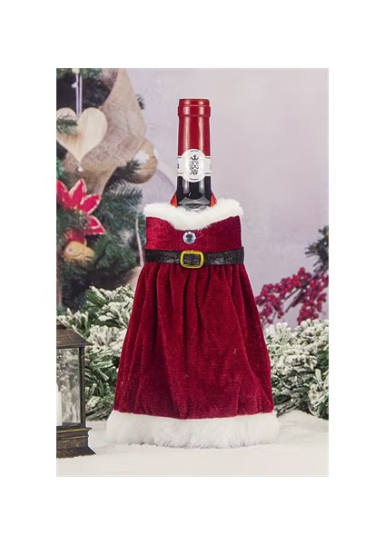 2 Adet Noel Temalı Kırmızı Şarap Çantası | Noel Elbisesi Şişe Kapağı & Etek Şarap Şişesi Süsleme Seti | Dekoratif Kırmızı Şarap Kapakları modelleri