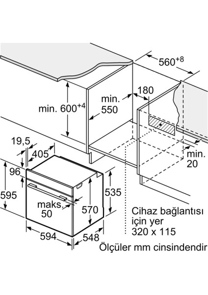 HB478G5B6 Ankastre Fırın 60 x 60 cm Siyah