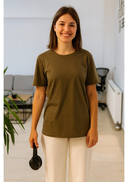 Kadın T-Shirt Soft Doku Pamuk Kumaş Basic