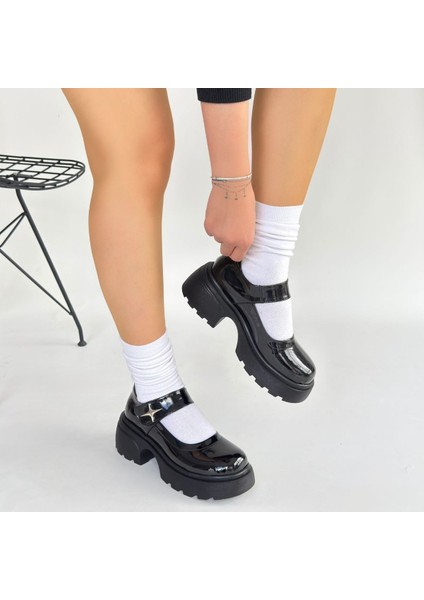 Siyat Siyah Rugan Dolgu Topuk Oxford Ayakkabı - Lisinya fırsatları