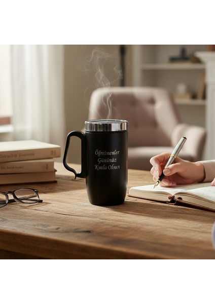 Kişiye Özel Öğretmenler Günü Özel Tasarım Termos Kupa – Kişiye Özel Hediye, Isı Yalıtımlı Çelik Mug