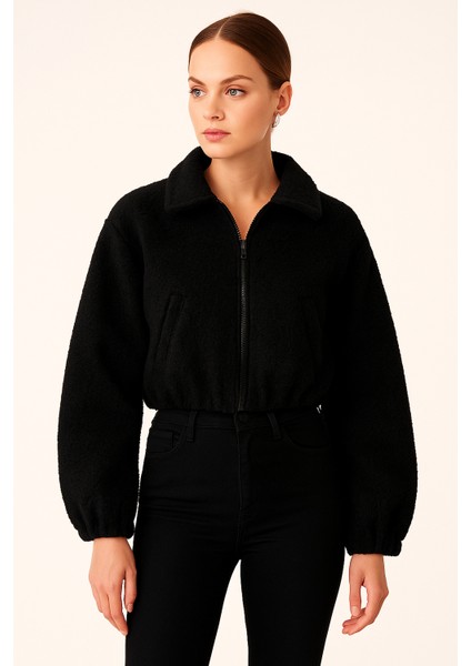 Kadın Kısa Teddy Ceket – Yumuşak Dokulu, Fermuarlı, Sıcak Tutucu fiyatları