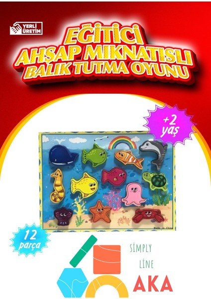 Montessori Çocuk Ahşap Mıknatıslı Balık Tutma Oyunu Uzuvlar El Geliştirme Çocuk Beceri Oyunu