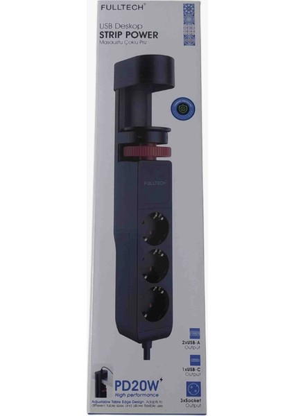 Termal Akım Korumalı Masa Kenarı Ayarlanabilir 3 Priz+2 Usb+1 Type-C Girişli 1.8m Uzatma Kablolu Hızlı Sarj fiyatları