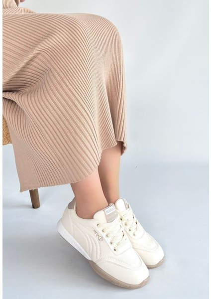 Tawen Bej Cilt Bağcıklı Spor Ayakkabı - Lisinya modelleri