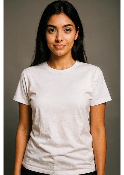 Kadın T-Shirt Soft Doku Pamuk Kumaş Basic