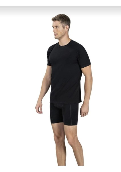 Erkek 2'li Siyah Sıfır Yaka Yarım Kol Fanila Pamuklu Atlet modelleri