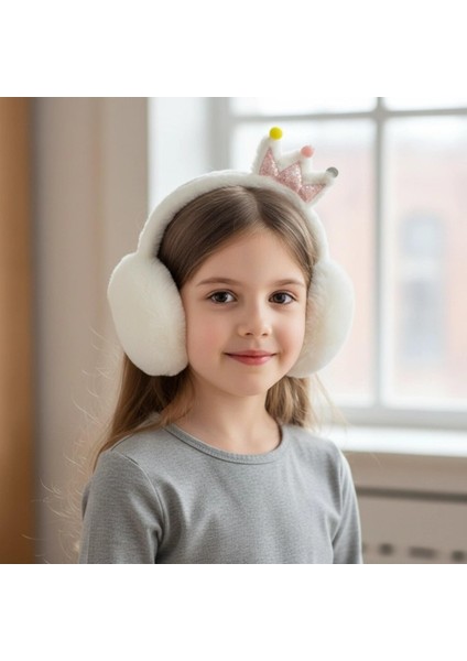 Prenses Taç Desenli Kız Çocuk Peluş Kulaklık