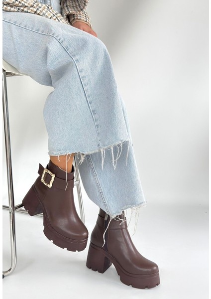 Pinma Kahverengi Cilt Topuklu Bot - Lisinya