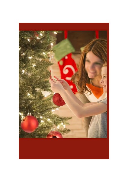 48 Parça Noel Ağacı Süs Seti | Kırmızı & Altın Iki Tonlu Plastik Yılbaşı Topları | Çiçek Desenli Dekoratif Süsler | Kış & Tatil Temalı Asma Aksesuarları