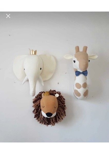 Fil Zürafa Aslan Üçlü Set Duvar Dekoru