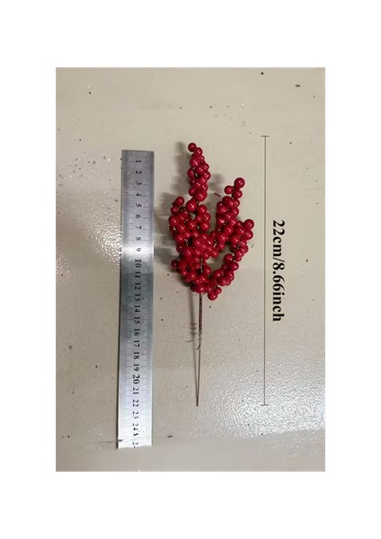 2 Adet Şık Kırmızı Yapay Meyve Dalları – 22 cm (8.66”) | Noel Ağacı Süsü, Dıy El Sanatları, Düğün & Ev Dekorasyonu, Tatil Parti Malzemeleri modelleri