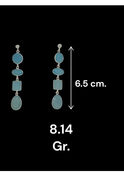 ​doğal Akuamarin Taşlı Sallantılı Gümüş Küpe - Geometrik Kesim modelleri