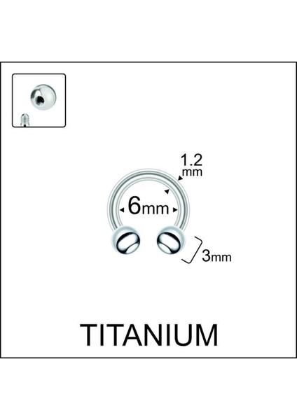 %100 G23 Titanyum Çift Top Titanyum Smiley Septum Halka Piercing