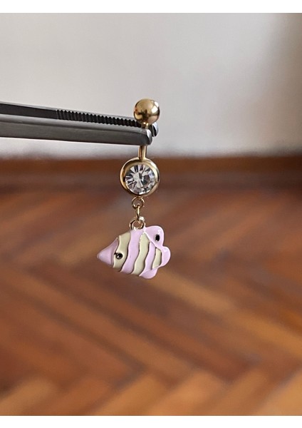 316 L Cerrahi Çelik Pembe Balık Sallantılı Göbek Piercingi