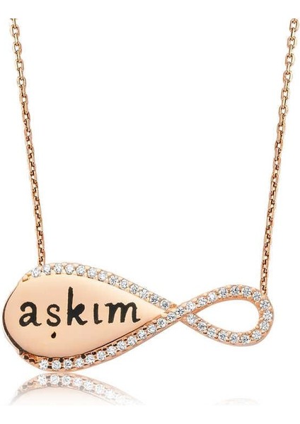 Hk Gümüş Kadın Kolye Aşkım Yazılı Sonsuzluk |Gümüş Takı Hediyelik Ürünler