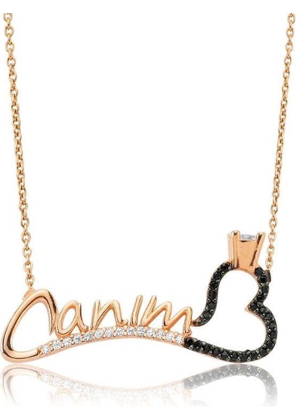 Hk Gümüş Kadın Kolye Canım Yazılı Tek Taş Kalp |Gümüş Takı Hediyelik Ürünler