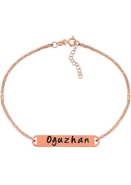 Hk Gümüş Kadın Bileklik Rose Kişiye Özel İsimli |Gümüş Takı Hediyelik Ürünler