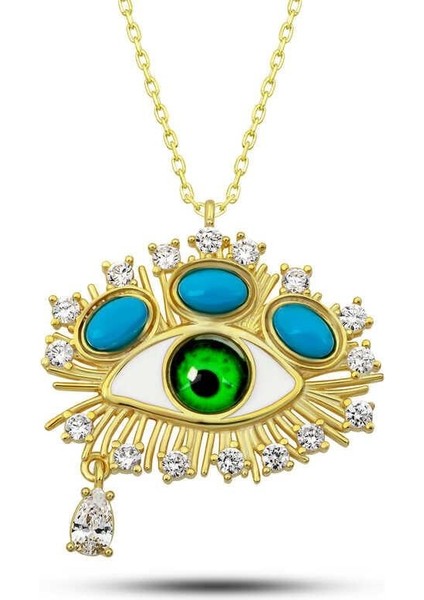 Gümüş Gold Gözyaşı Damlası Koruyucu Bakış Kolye