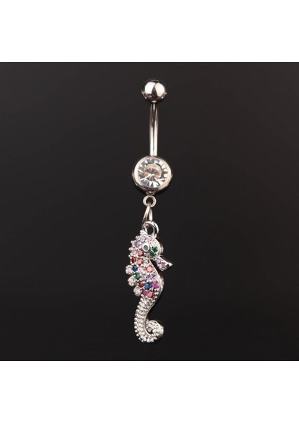 316 L Cerrahi Çelik Göbek Piercingi Deniz Atı Detaylı Piercing Deniz Atı Piercing