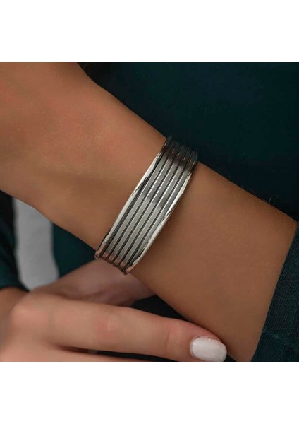 Hk Gümüş Kadın Bilezik Eskitme Desenli |Gümüş Takı Hediyelik Ürünler modelleri