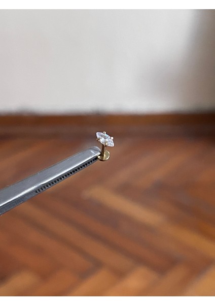 316 L Cerrahi Çelik Oval Markiz Baget Taşlı Pırlanta Modeldudak Tragus Kıkırdak Piercing