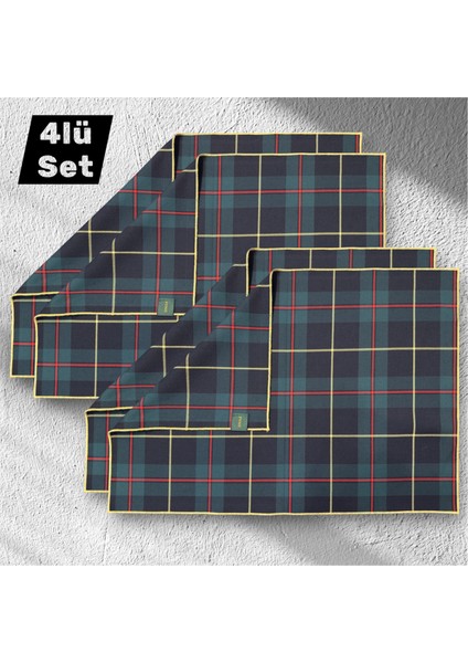 Baby Home Ekose 4lü Amerikan Servis 35 x 50 cm Yılbaşı Davet Yeni Yıl