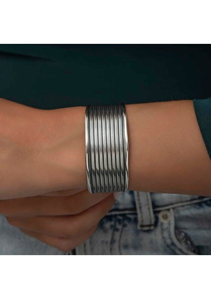 Hk Gümüş Kadın Bilezik Eskitme Desenli |Gümüş Takı Hediyelik Ürünler fırsatları