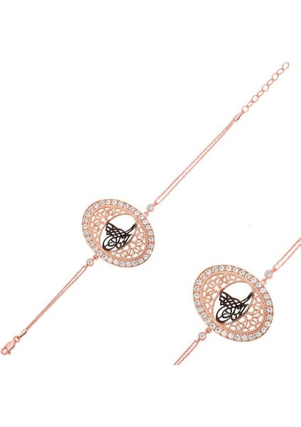 Hk Gümüş Kadın Bileklik Rose Tuğralı |Gümüş Takı Hediyelik Ürünler