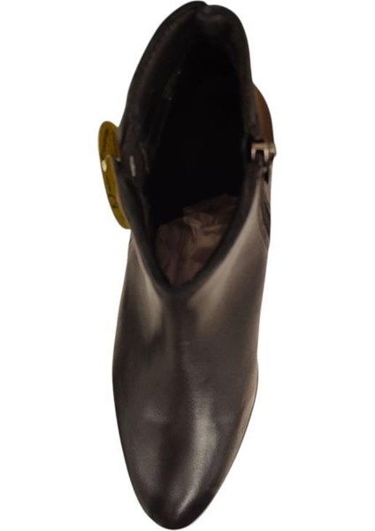 D25KB-4605 Kısa Topuk Fermuarlı Kadın Deri Bot indirimleri