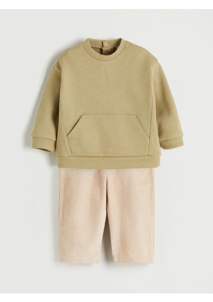 Lcw Peak Yeni Sezon Bisiklet Yaka Erkek Bebek Sweatshirt ve Pantolon 2'li