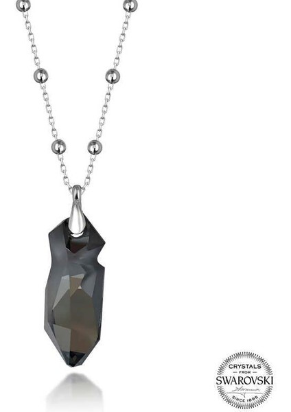 Hk Gümüş Kadın Kolye Kristal Taşlı Top Zincir |Gümüş Takı Hediyelik Ürünler