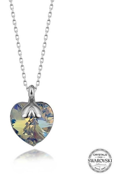 Hk Gümüş Kadın Kolye Kristal Taşlı Kalp |Gümüş Takı Hediyelik Ürünler