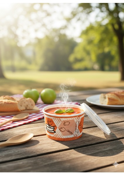 Karton Çorba Kasesi, 16 Oz (473 ml ), Şeffaf Kapaklı, 25 Adet - Paket Servis Için Sızdırmaz modelleri