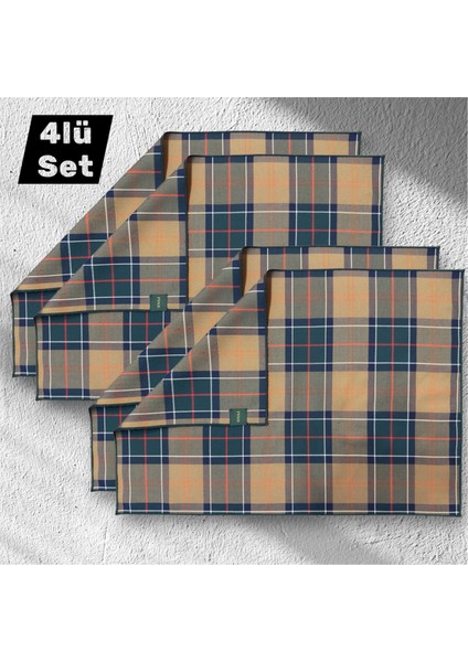 Baby Home Ekose 4lü Amerikan Servis 35 x 50 cm Yılbaşı Davet Yeni Yıl